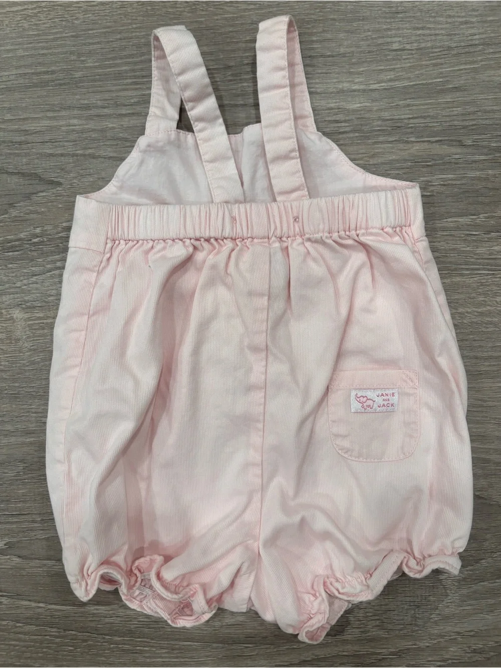 Janie And Jack Girl 3-6 Months Pink Bubble Romper Cotton Bow Adjustable Strap